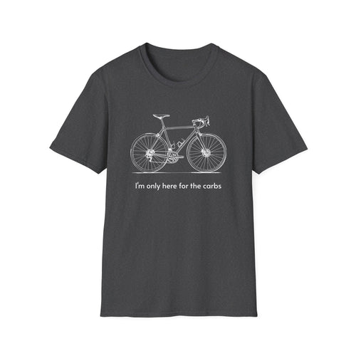 Bike Graphic T‑Shirt — "Only here for the CARBS" Minimal Cycling Tee