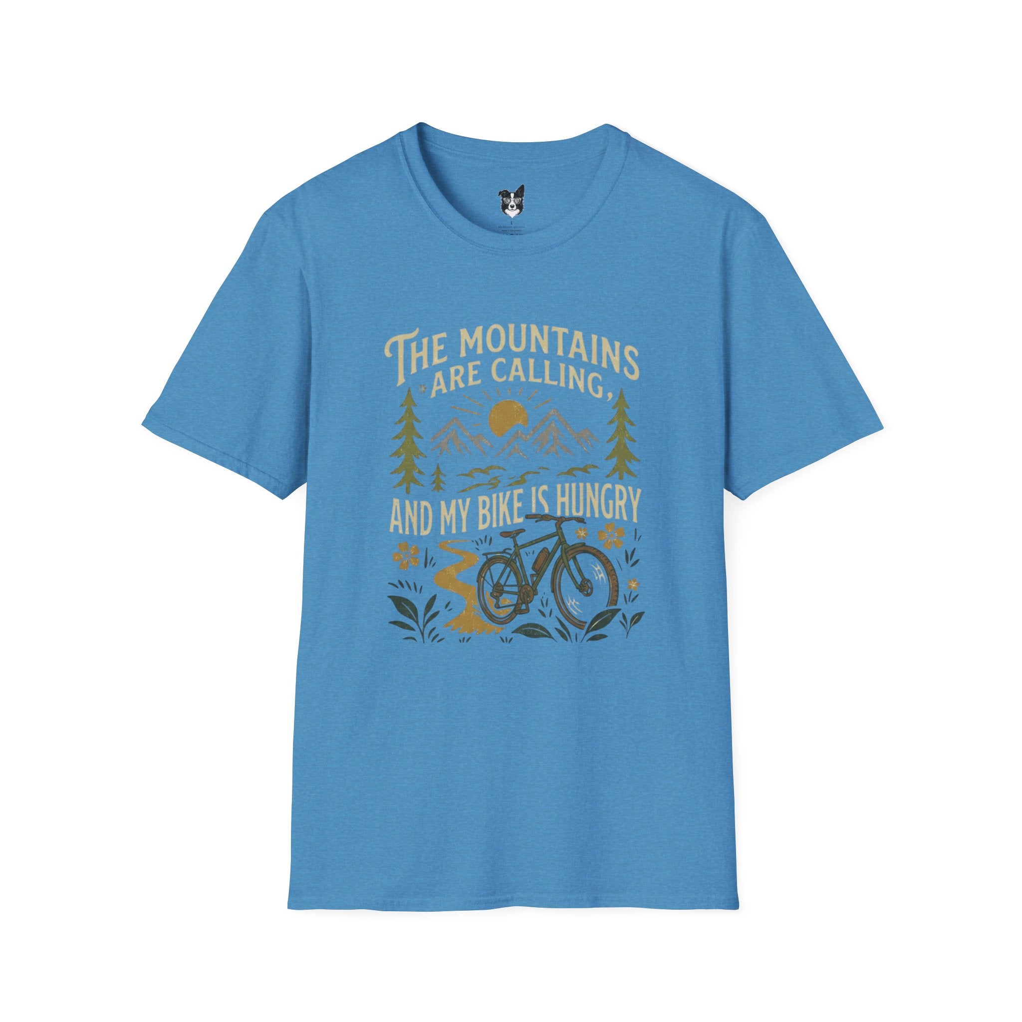 Mountain Bike T-Shirt — "The Mountains Are Calling and My Bike Is Hungry" Adventure Tee
