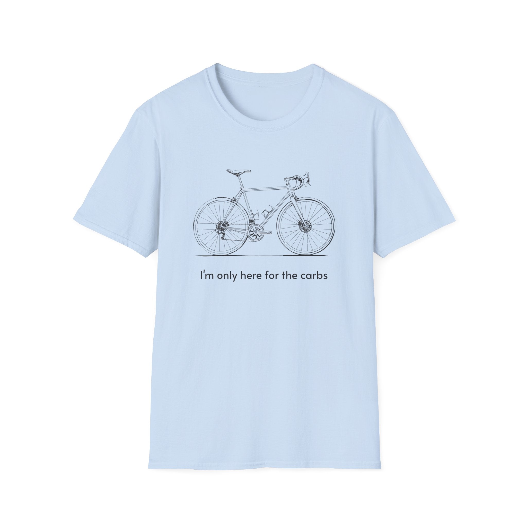 Bike Graphic T‑Shirt — "Only here for the CARBS" Minimal Cycling Tee