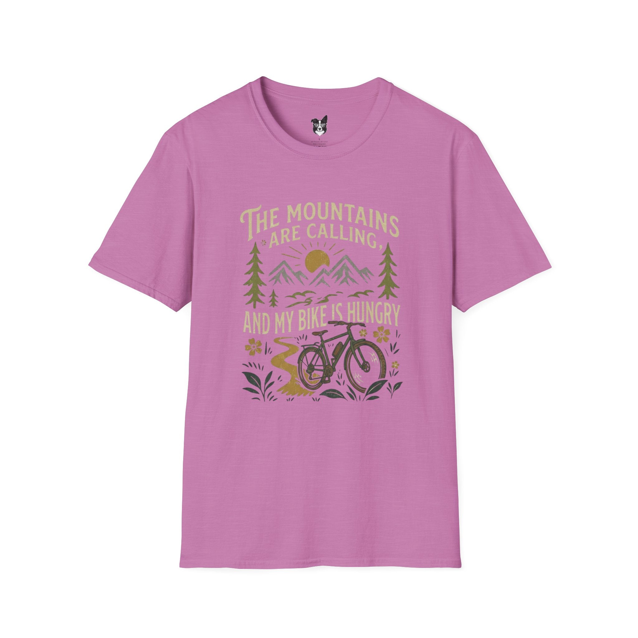 Mountain Bike T-Shirt — "The Mountains Are Calling and My Bike Is Hungry" Adventure Tee