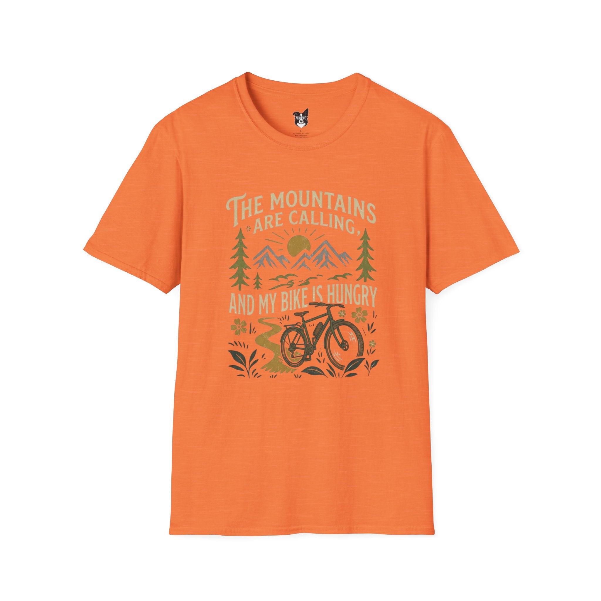 Mountain Bike T-Shirt — "The Mountains Are Calling and My Bike Is Hungry" Adventure Tee