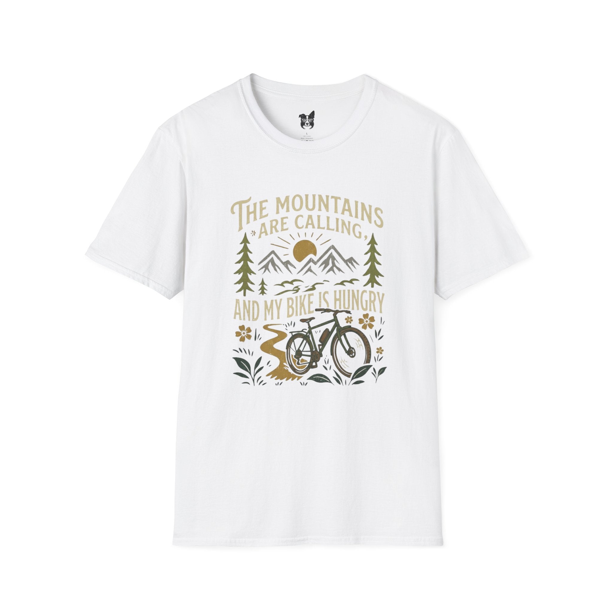 Mountain Bike T-Shirt — "The Mountains Are Calling and My Bike Is Hungry" Adventure Tee