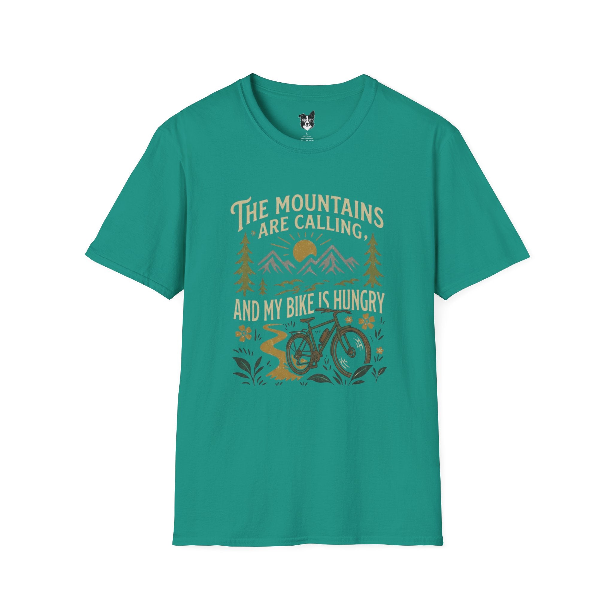 Mountain Bike T-Shirt — "The Mountains Are Calling and My Bike Is Hungry" Adventure Tee