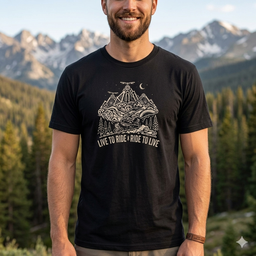 Mountain Bike T-Shirt — "Live to Ride, Ride to Live" Vintage Bike Tee
