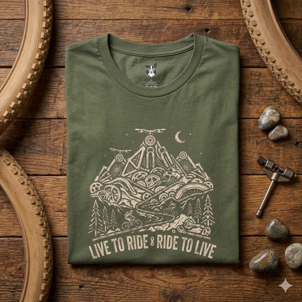 Mountain Bike T-Shirt — "Live to Ride, Ride to Live" Vintage Bike Tee