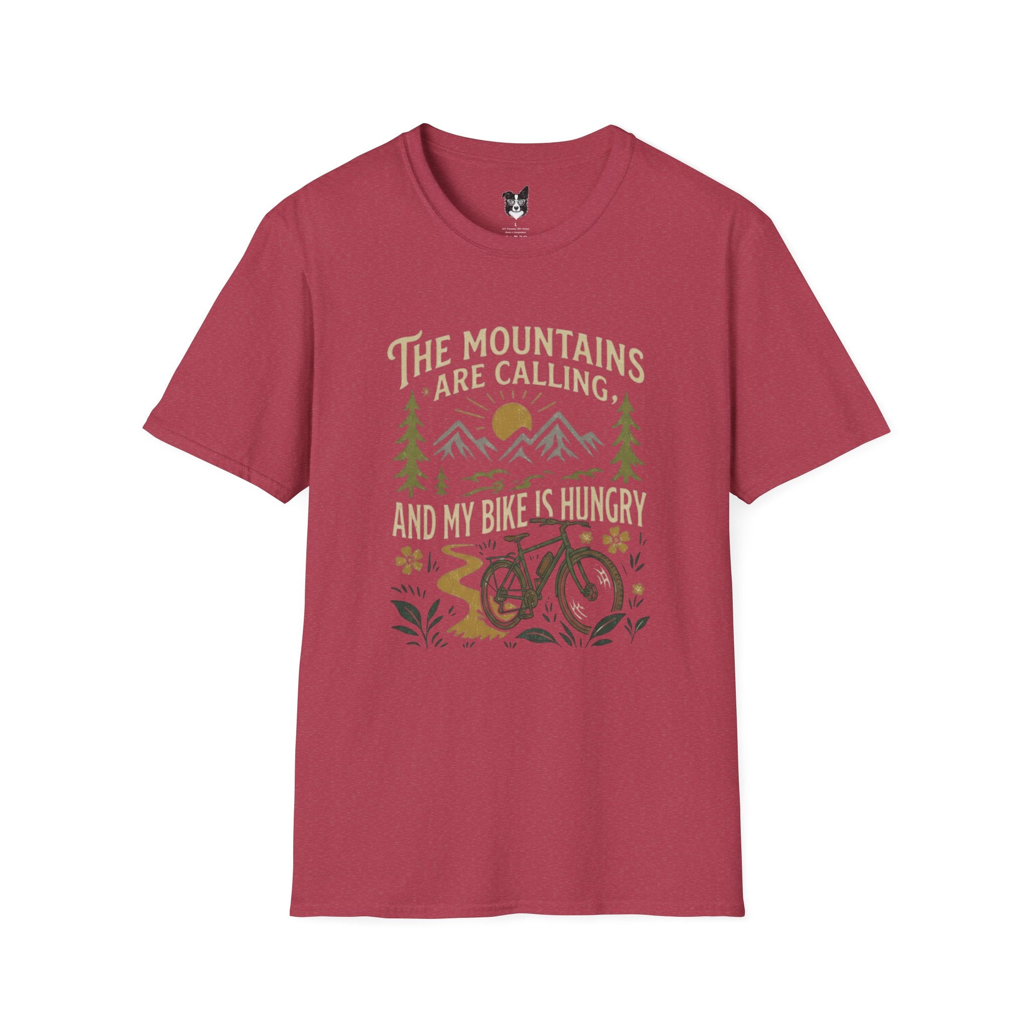Mountain Bike T-Shirt — "The Mountains Are Calling and My Bike Is Hungry" Adventure Tee