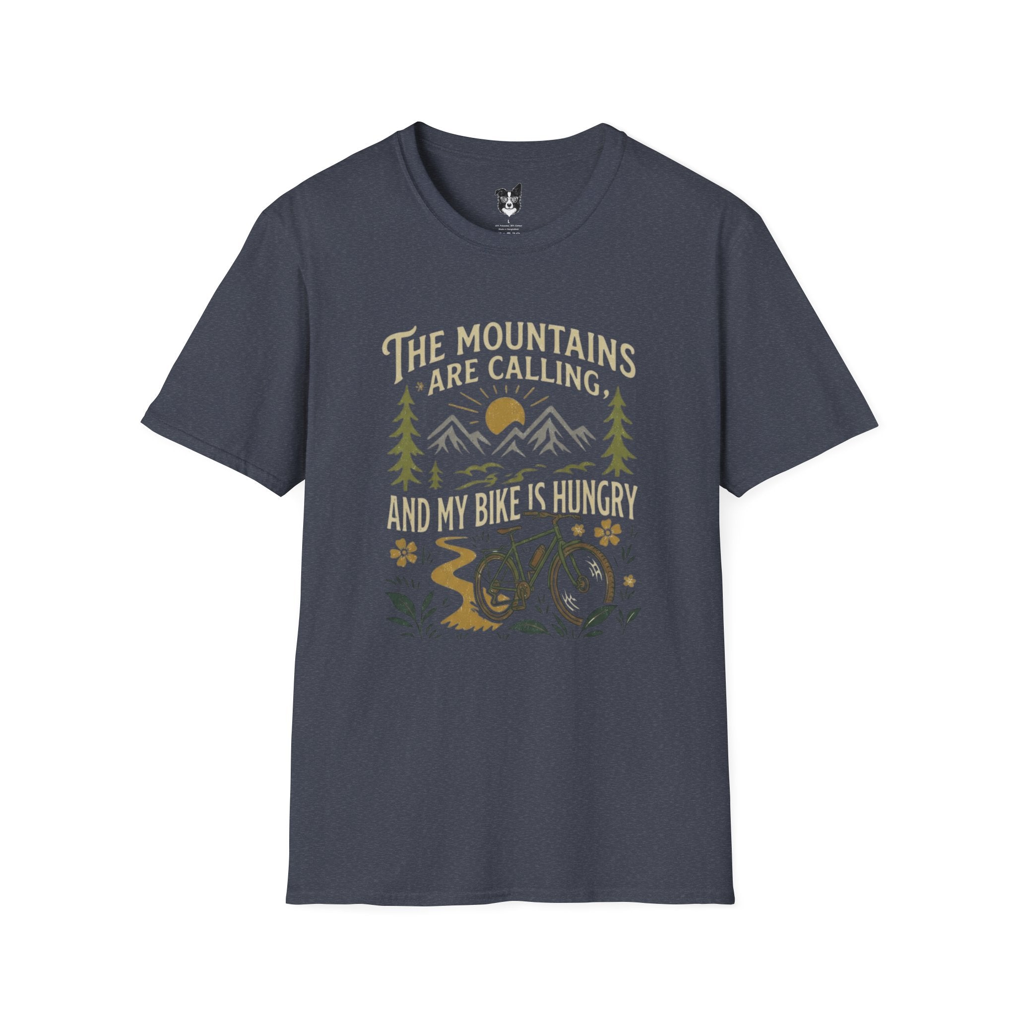 Mountain Bike T-Shirt — "The Mountains Are Calling and My Bike Is Hungry" Adventure Tee